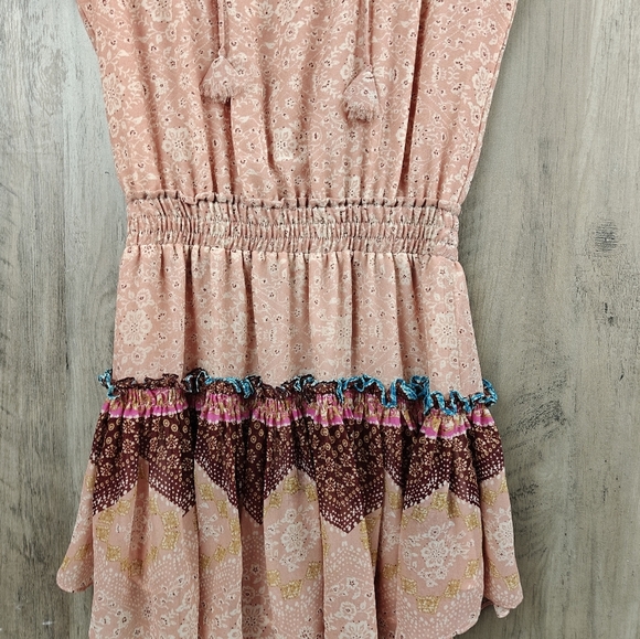 MISA Los Angeles Suri Tiered Skirt Floral Pattern Mini Dress In Peony Size XS - Picture 6 of 16